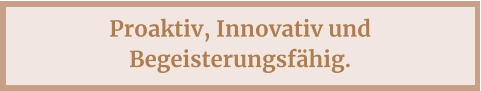 Proaktiv, Innovativ und Begeisterungsfähig.